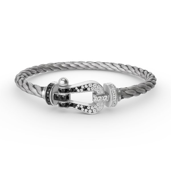 [CiCi]FORCE LARGE HORSESHOE BLACK WHITE DIAMOND BRACELET SILVER