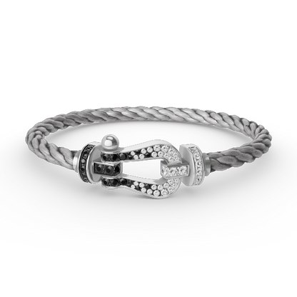 [CiCi]FORCE LARGE HORSESHOE BLACK WHITE DIAMOND BRACELET SILVER