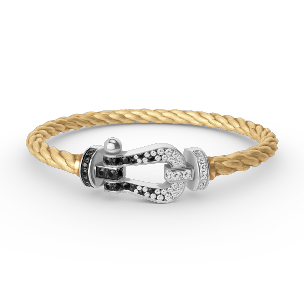 [CiCi]FORCE LARGE HORSESHOE BLACK WHITE DIAMOND BRACELET SILVER