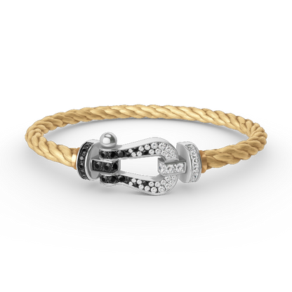 [CiCi]FORCE LARGE HORSESHOE BLACK WHITE DIAMOND BRACELET SILVER
