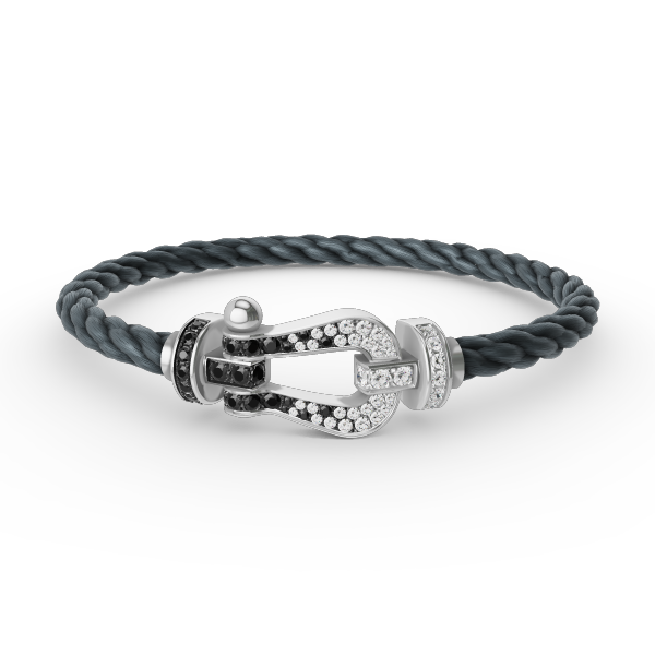 [CiCi]FORCE LARGE HORSESHOE BLACK WHITE DIAMOND BRACELET SILVER