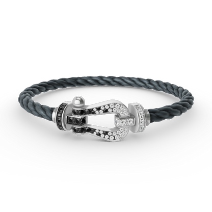 [CiCi]FORCE LARGE HORSESHOE BLACK WHITE DIAMOND BRACELET SILVER
