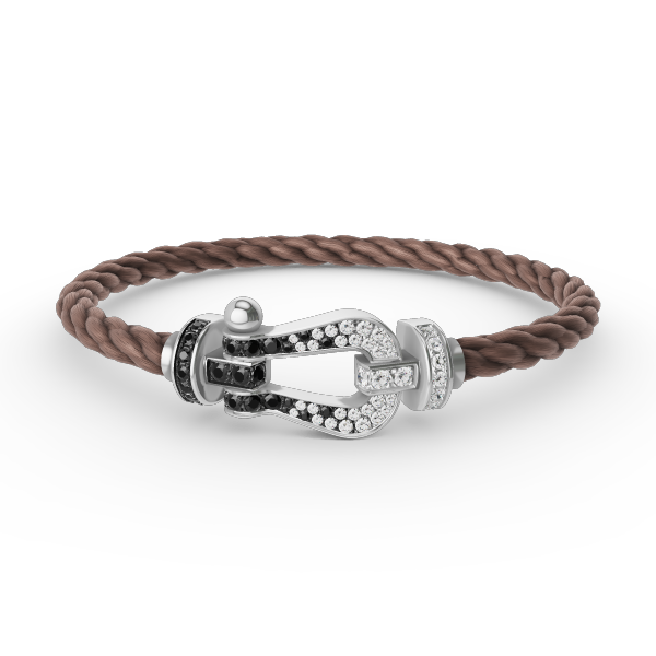 [CiCi]FORCE LARGE HORSESHOE BLACK WHITE DIAMOND BRACELET SILVER