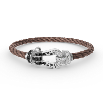 [CiCi]FORCE LARGE HORSESHOE BLACK WHITE DIAMOND BRACELET SILVER