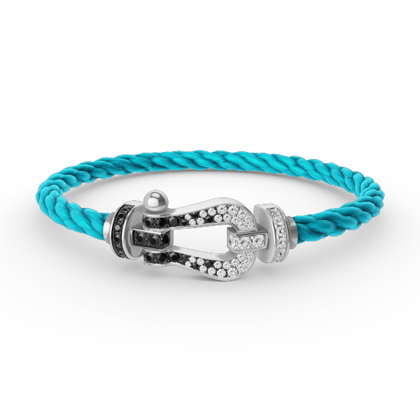 [CiCi]FORCE LARGE HORSESHOE BLACK WHITE DIAMOND BRACELET SILVER