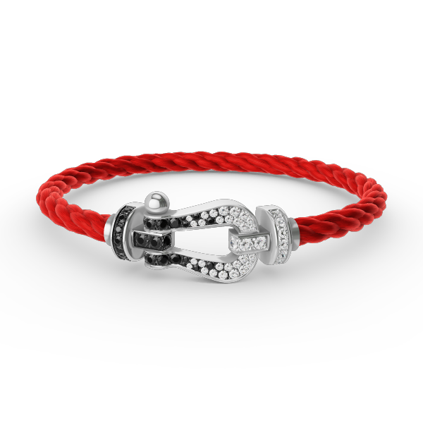 [CiCi]FORCE LARGE HORSESHOE BLACK WHITE DIAMOND BRACELET SILVER