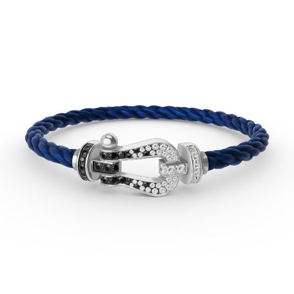 [CiCi]FORCE LARGE HORSESHOE BLACK WHITE DIAMOND BRACELET SILVER