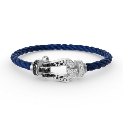 [CiCi]FORCE LARGE HORSESHOE BLACK WHITE DIAMOND BRACELET SILVER