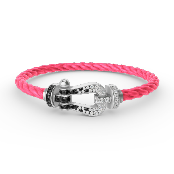[CiCi]FORCE LARGE HORSESHOE BLACK WHITE DIAMOND BRACELET SILVER