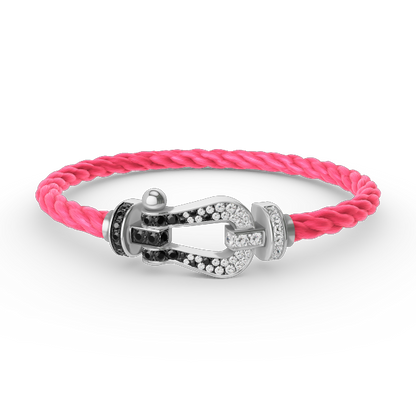 [CiCi]FORCE LARGE HORSESHOE BLACK WHITE DIAMOND BRACELET SILVER