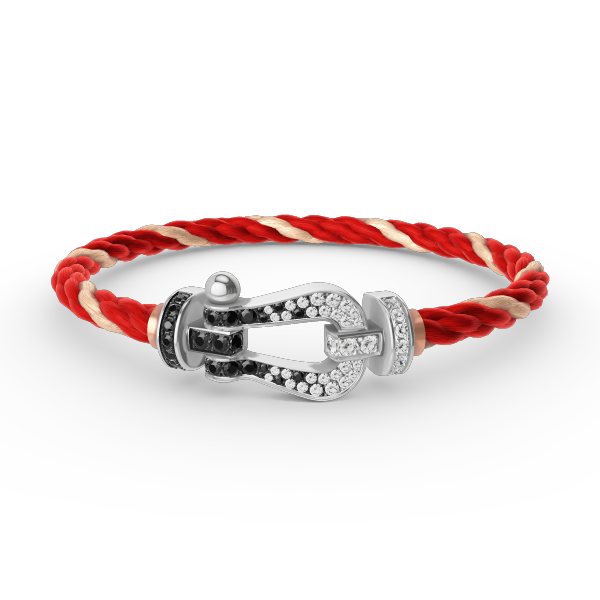[CiCi]FORCE LARGE HORSESHOE BLACK WHITE DIAMOND BRACELET SILVER
