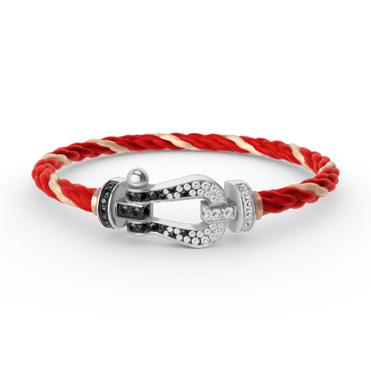 [CiCi]FORCE LARGE HORSESHOE BLACK WHITE DIAMOND BRACELET SILVER