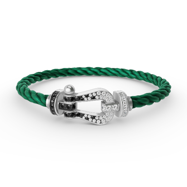 [CiCi]FORCE LARGE HORSESHOE BLACK WHITE DIAMOND BRACELET SILVER