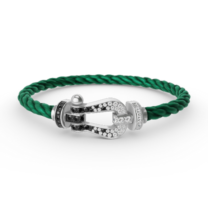 [CiCi]FORCE LARGE HORSESHOE BLACK WHITE DIAMOND BRACELET SILVER