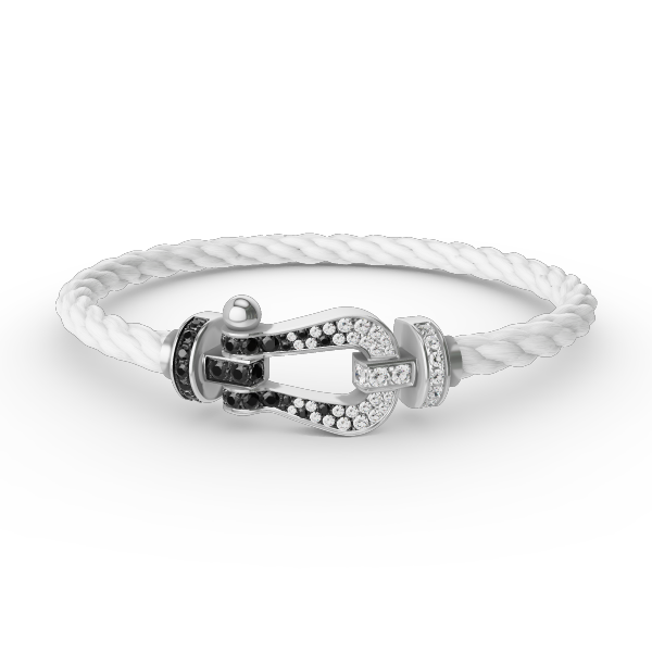 [CiCi]FORCE LARGE HORSESHOE BLACK WHITE DIAMOND BRACELET SILVER