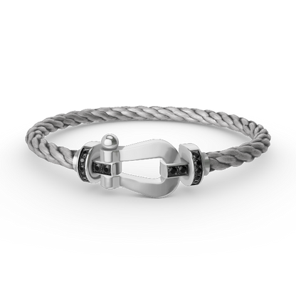 [CiCi]FORCE LARGE HORSESHOE BLACK DIAMOND BRACELET SILVER
