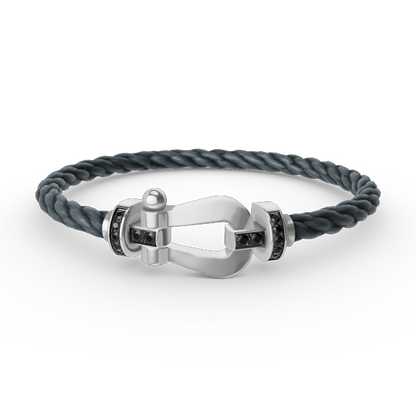 [CiCi]FORCE LARGE HORSESHOE BLACK DIAMOND BRACELET SILVER