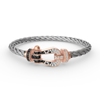 [CiCi]FORCE LARGE HORSESHOE BLACK WHITE DIAMOND BRACELET ROSE GOLD