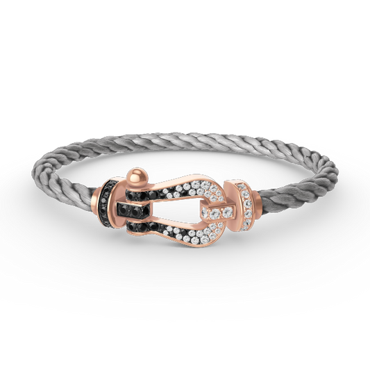 [CiCi]FORCE LARGE HORSESHOE BLACK WHITE DIAMOND BRACELET ROSE GOLD