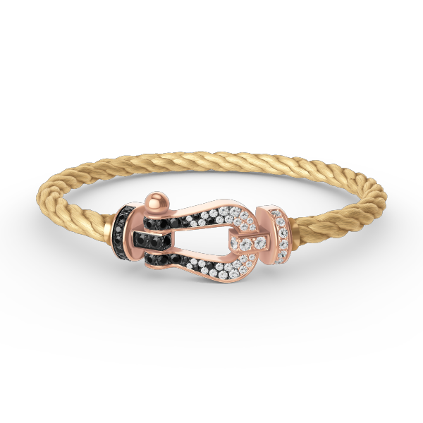 [CiCi]FORCE LARGE HORSESHOE BLACK WHITE DIAMOND BRACELET ROSE GOLD
