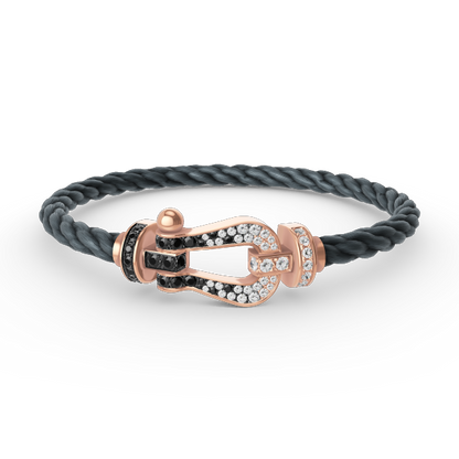 [CiCi]FORCE LARGE HORSESHOE BLACK WHITE DIAMOND BRACELET ROSE GOLD