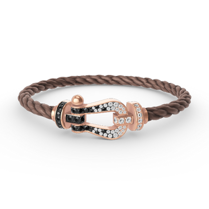 [CiCi]FORCE LARGE HORSESHOE BLACK WHITE DIAMOND BRACELET ROSE GOLD