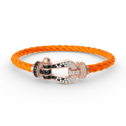[CiCi]FORCE LARGE HORSESHOE BLACK WHITE DIAMOND BRACELET ROSE GOLD