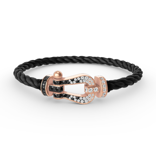 [CiCi]FORCE LARGE HORSESHOE BLACK WHITE DIAMOND BRACELET ROSE GOLD