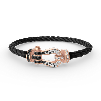 [CiCi]FORCE LARGE HORSESHOE BLACK WHITE DIAMOND BRACELET ROSE GOLD