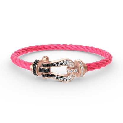 [CiCi]FORCE LARGE HORSESHOE BLACK WHITE DIAMOND BRACELET ROSE GOLD