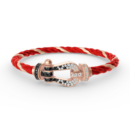 [CiCi]FORCE LARGE HORSESHOE BLACK WHITE DIAMOND BRACELET ROSE GOLD