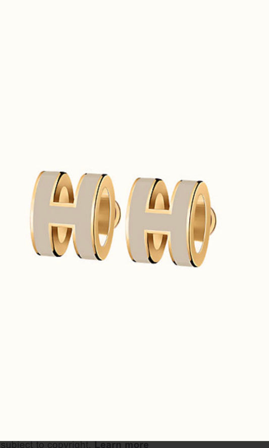 [CiCi]MINI POP H GOLD EARRINGS GREY