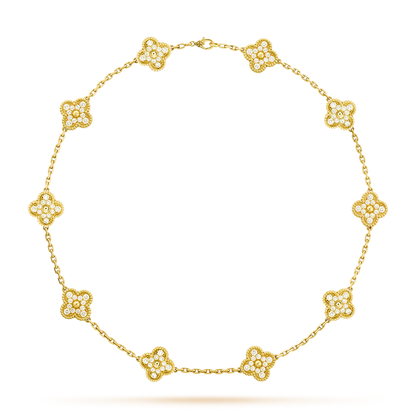 [CiCi]CLOVER 10 MOTIFS DIAMOND NECKLACE