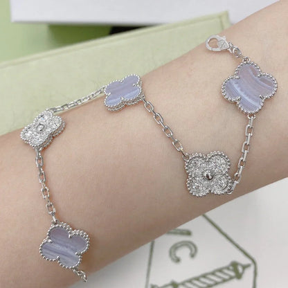 [CiCi] CLOVER 5 MOTIV LILA CHALCEDON ARMBAND KOLLEKTION