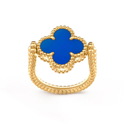 [CiCi]CLOVER RIVERSIBLE BLUE AGATE RING