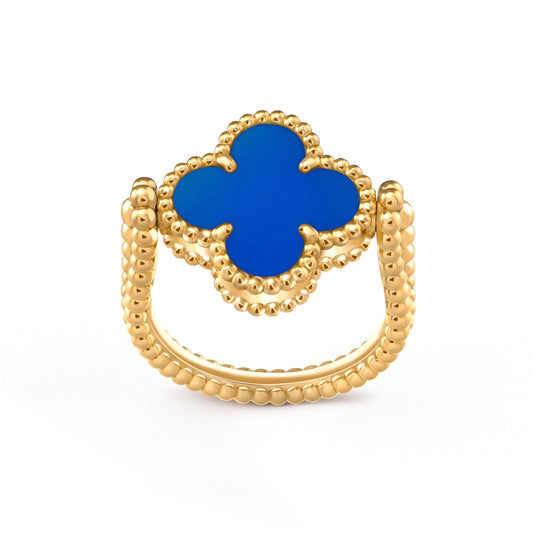 [CiCi]CLOVER RIVERSIBLE BLUE AGATE RING