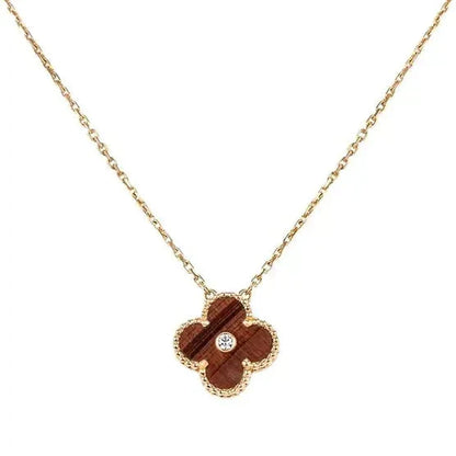 [CiCi]CLOVER 15MM DIAMANT UND GELBER TIGERAUGE ACHAT Halskette
