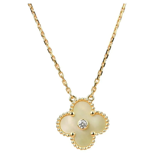 [CiCi]CLOVER 15MM DIAMOND GOLD MOTHER OF PEARL NECKLACE