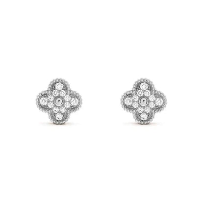 [CiCi]CLOVER 1 MOTIFS DIAMOND STUD EARRINGS SILVER