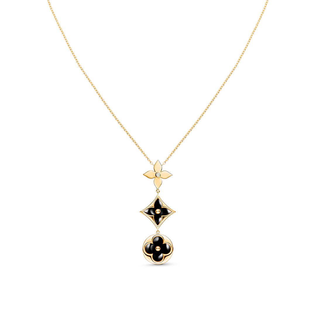[CiCi]STAR AND SUN ONYX PINK GOLD NECKLACE