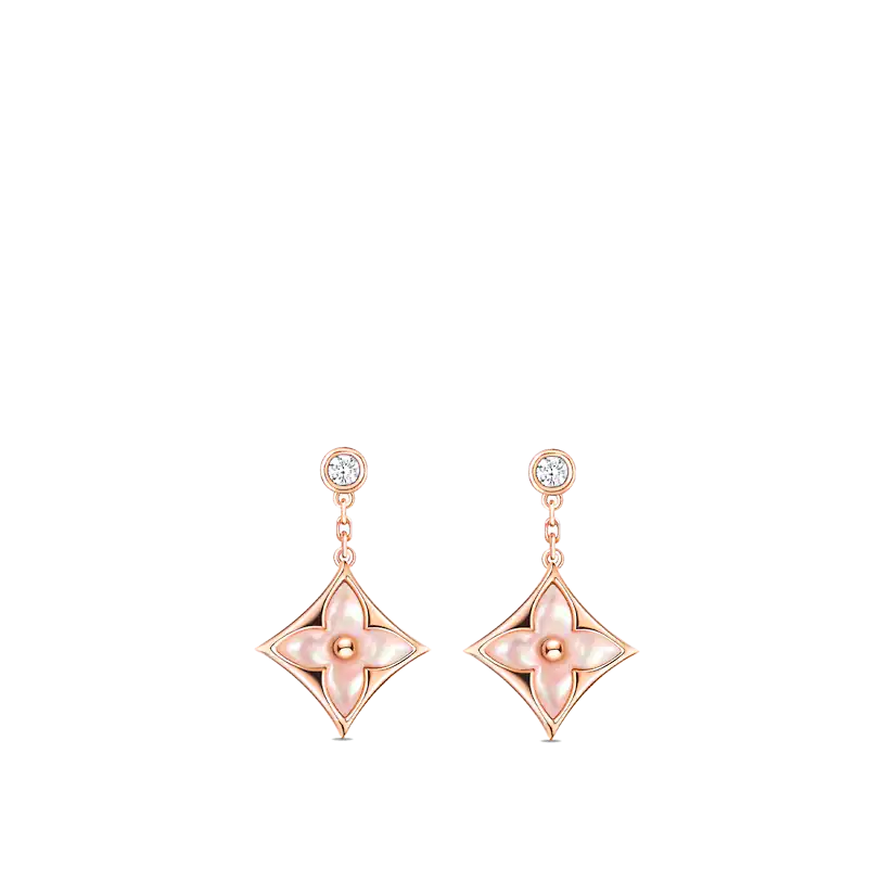 [CiCi]DOUBLE STAR PINK GOLD MOP DROP EARRINGS