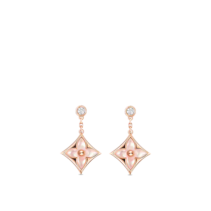 [CiCi]DOUBLE STAR PINK GOLD MOP DROP EARRINGS