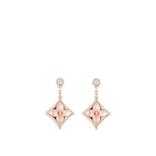 [CiCi]DOUBLE STAR PINK GOLD MOP DROP EARRINGS