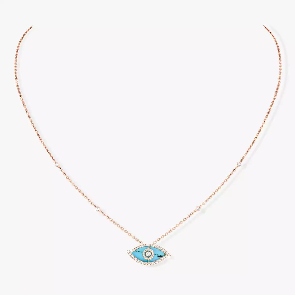 [CiCi]Lucky Eye Diamond Necklace in Rose Gold and Turquoise