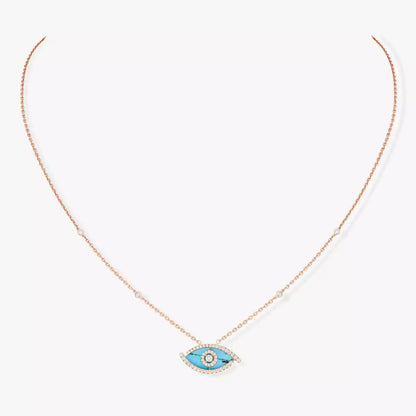 [CiCi]Lucky Eye Diamond Necklace in Rose Gold and Turquoise