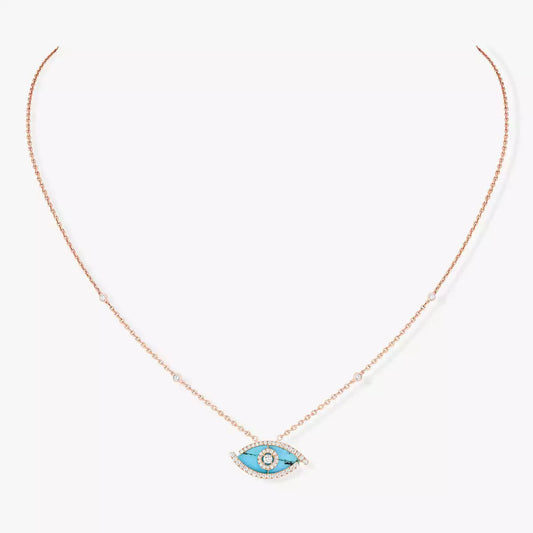 [CiCi]Lucky Eye Diamond Necklace in Rose Gold and Turquoise
