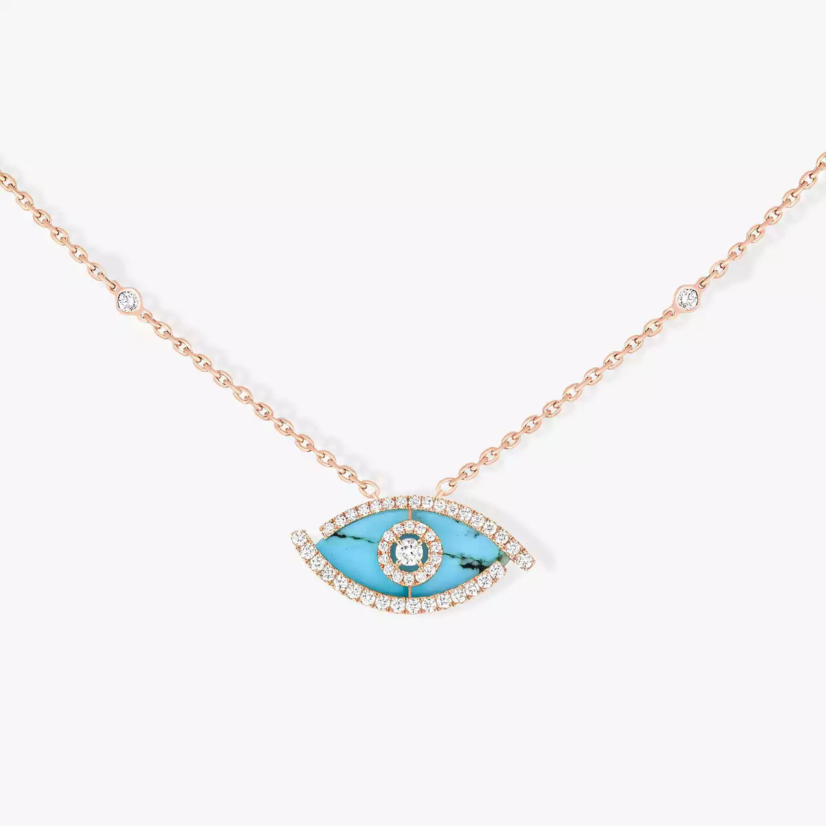 [CiCi]Lucky Eye Diamond Necklace in Rose Gold and Turquoise