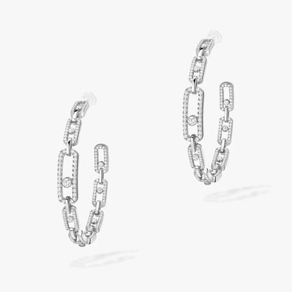 [CiCi]Move Link Diamond Hoop Earrings