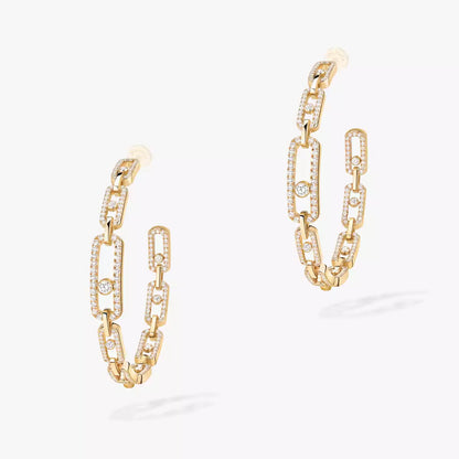 [CiCi]Move Link Diamond Hoop Earrings