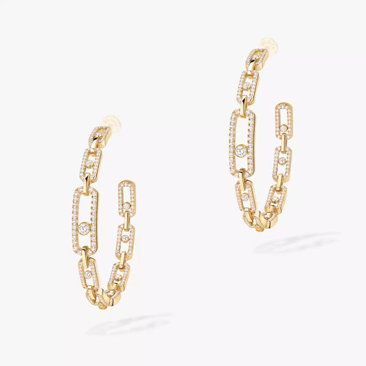 [CiCi]Move Link Diamond Hoop Earrings